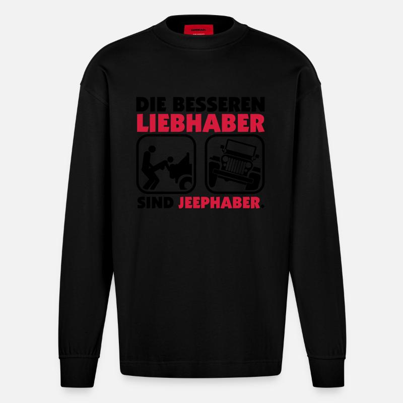 Ohne Worte. - Heavyweight Oversized Organic Langarmshirt Made in EU - SOLID BLACK