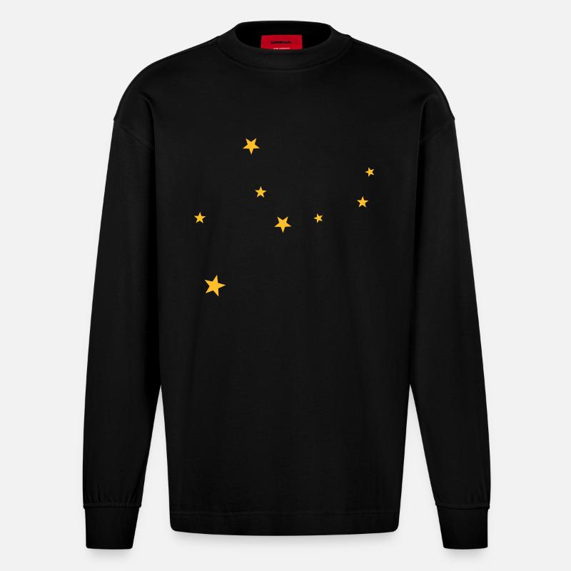 Constellation de la Vierge - Manches longues bio épais oversize fabriqué en UE - SOLID BLACK