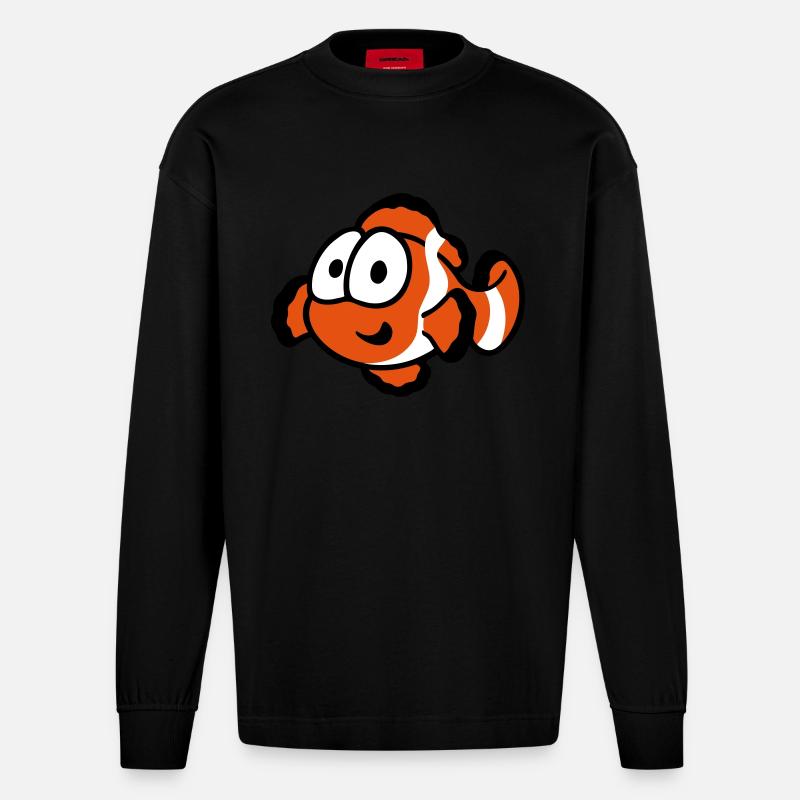 Clownfish - Heavyweight Oversized Organic Langarmshirt Made in EU - SOLID BLACK