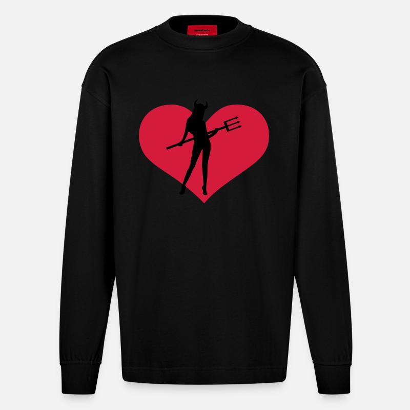 she_devil - Heavyweight Oversized Organic Langarmshirt Made in EU - SOLID BLACK