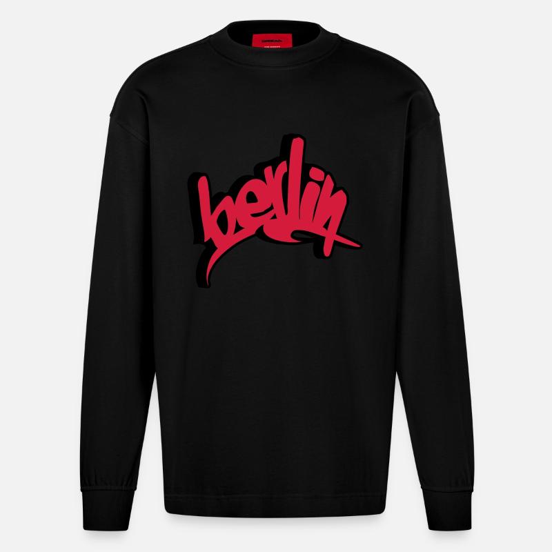 Berlin - Manches longues bio épais oversize fabriqué en UE - SOLID BLACK