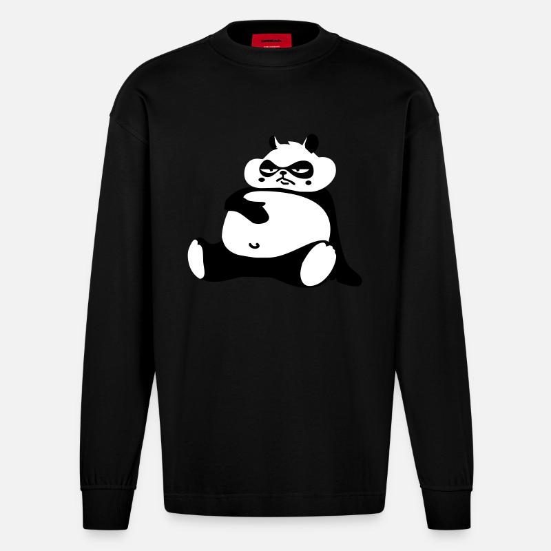 Dicker Panda - Heavyweight Oversized Organic Langarmshirt Made in EU - SOLID BLACK
