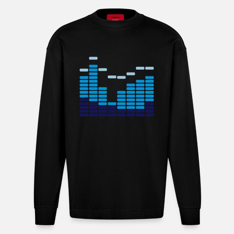 Equalizer blue - Heavyweight Oversized Organic Langarmshirt Made in EU - SOLID BLACK