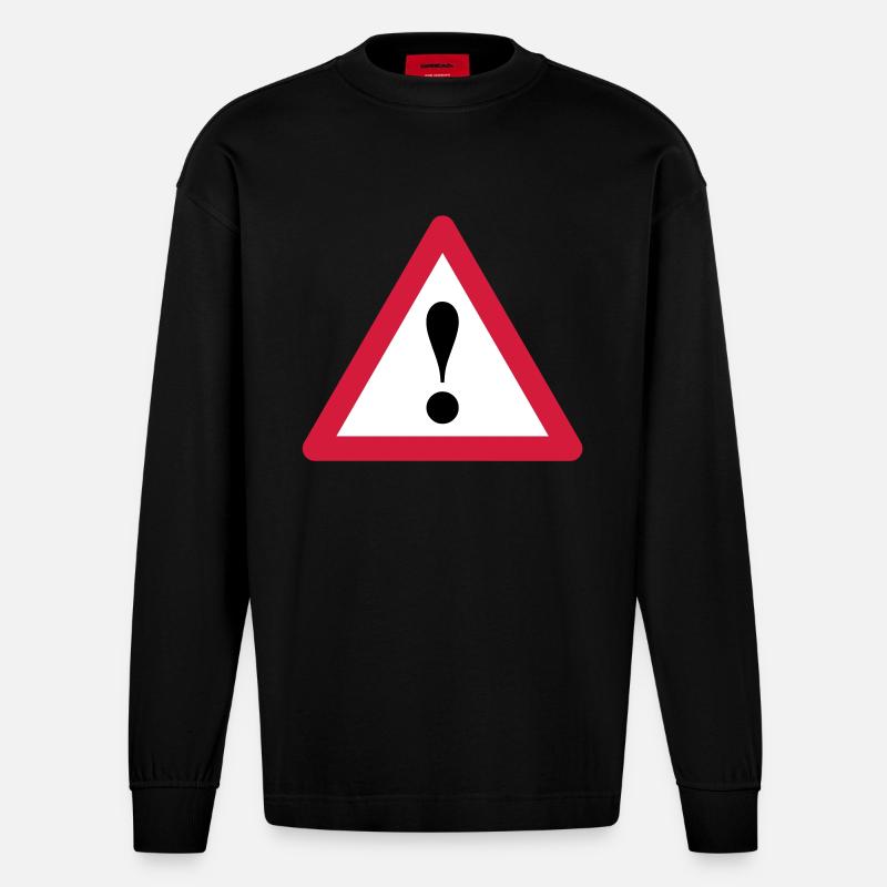 Signe d'exclamation - Manches longues bio épais oversize fabriqué en UE - SOLID BLACK
