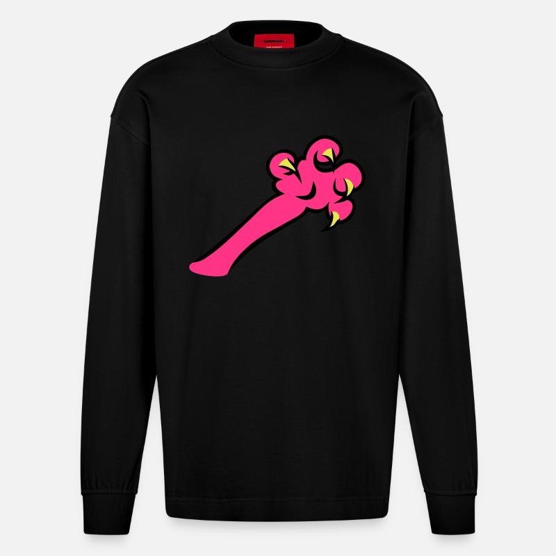 claws / Krallen (3c) - Heavyweight Oversized Organic Langarmshirt Made in EU - SOLID BLACK