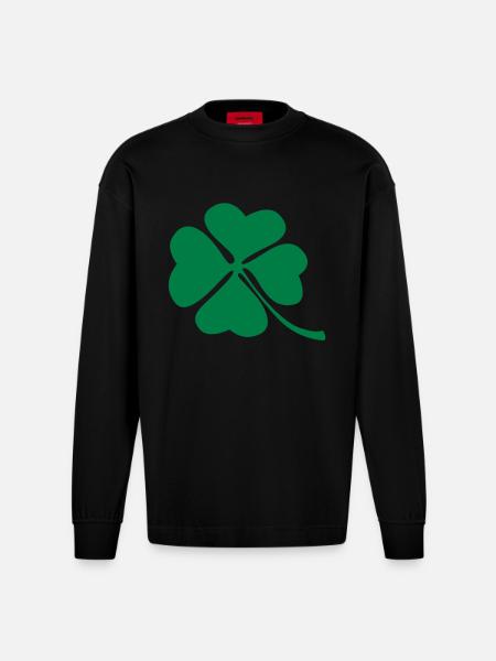 Shamrock - Heavyweight Oversized Organic Longsleeve Shirt Made in EU - SOLID BLACK