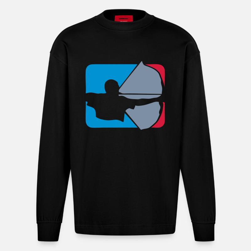 Bogenschießen Bogenschießen Logo bogenschieben - Heavyweight Oversized Organic Langarmshirt Made in EU - SOLID BLACK