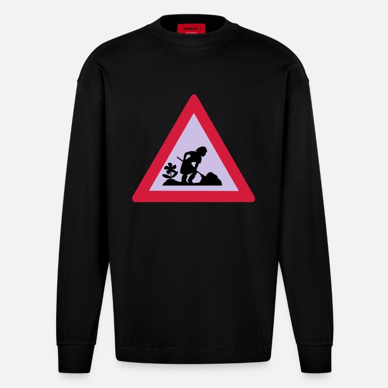 baustelle - Manches longues bio épais oversize fabriqué en UE - SOLID BLACK