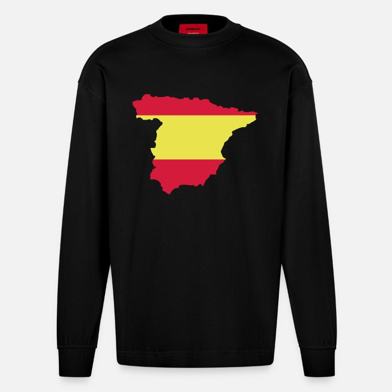 spanien - Heavyweight Oversized Organic Langarmshirt Made in EU - SOLID BLACK