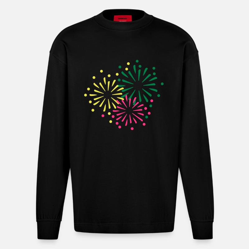 Feuerwerk - Heavyweight Oversized Organic Langarmshirt Made in EU - SOLID BLACK