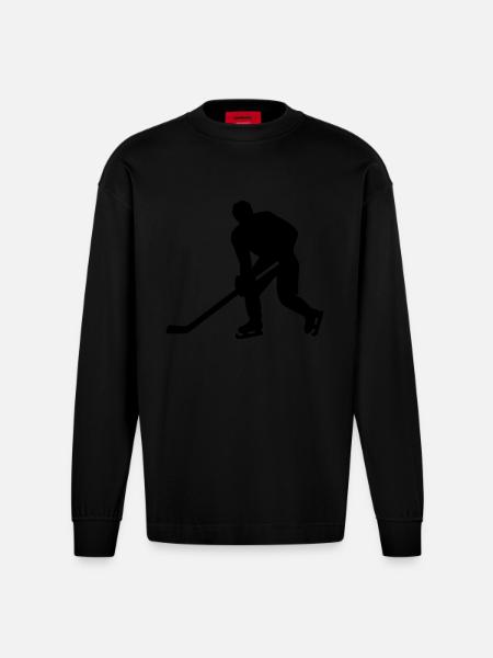 Eishockey - Heavyweight Oversized Organic Langarmshirt Made in EU - SOLID BLACK