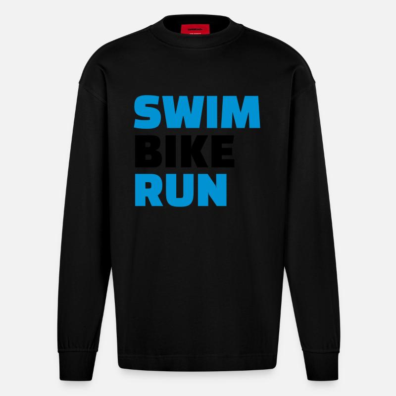Triathlon - Heavyweight Oversized Organic Langarmshirt Made in EU - SOLID BLACK