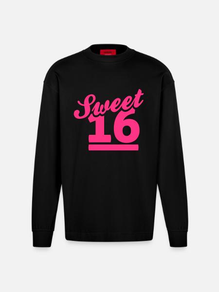 sweet 16 - Heavyweight Oversized Organic Longsleeve Shirt Made in EU - SOLID BLACK