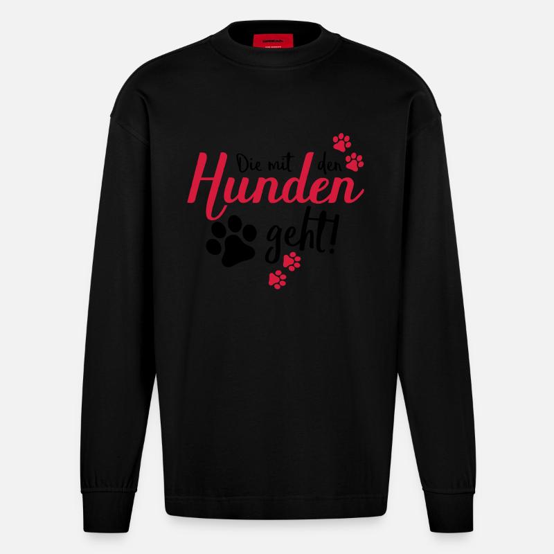 die mit den hunden geht - Heavyweight Oversized Organic Langarmshirt Made in EU - SOLID BLACK