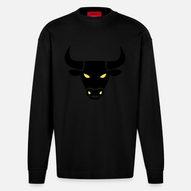 stier_002 - Manches longues bio épais oversize fabriqué en UE - SOLID BLACK