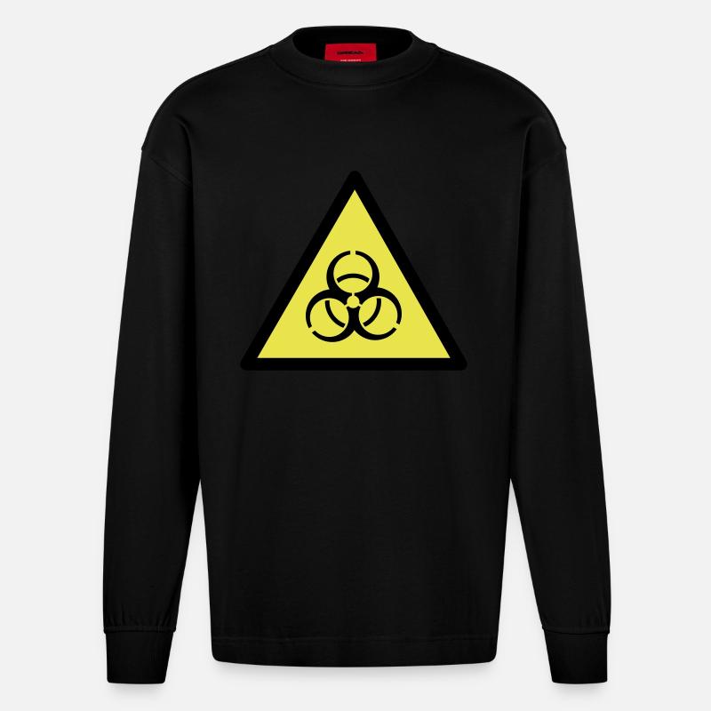 Warnung vor Biogefährung - Heavyweight Oversized Organic Langarmshirt Made in EU - SOLID BLACK