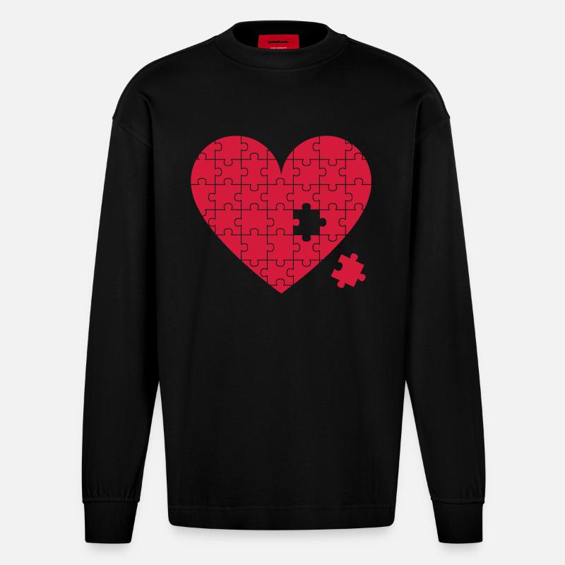 herz - Heavyweight Oversized Organic Langarmshirt Made in EU - SOLID BLACK