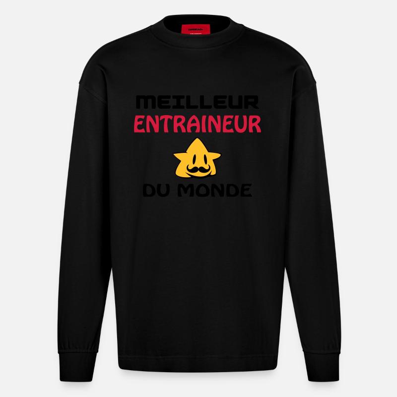 BESTER TRAINER DER WELT - Heavyweight Oversized Organic Langarmshirt Made in EU - SOLID BLACK