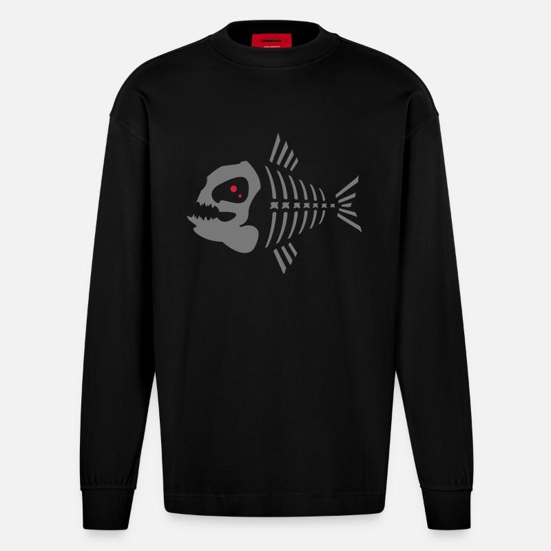 pyranha - Heavyweight Oversized Organic Langarmshirt Made in EU - SOLID BLACK