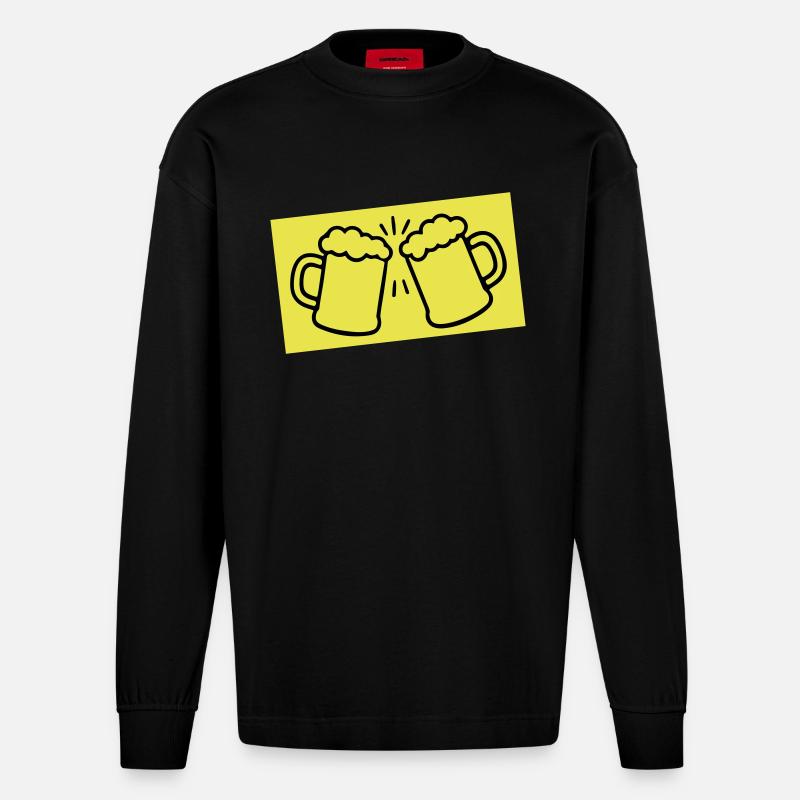 Bierglas Bier Symbol - Heavyweight Oversized Organic Langarmshirt Made in EU - SOLID BLACK