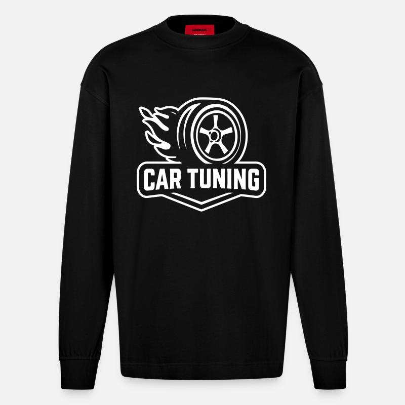 Auto Tuning Autoreifen - Heavyweight Oversized Organic Langarmshirt Made in EU - SOLID BLACK