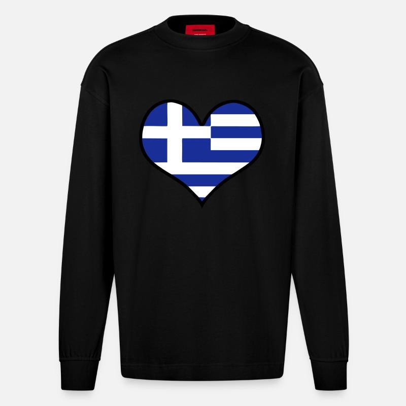 hellas grèce grèce - Manches longues bio épais oversize fabriqué en UE - SOLID BLACK