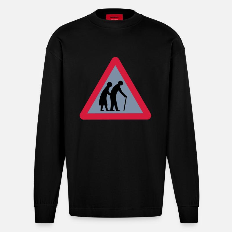 old folks - Heavyweight Oversized Organic Langarmshirt Made in EU - SOLID BLACK