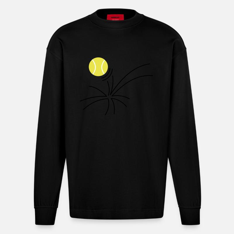 tennis comme (3c) - Manches longues bio épais oversize fabriqué en UE - SOLID BLACK