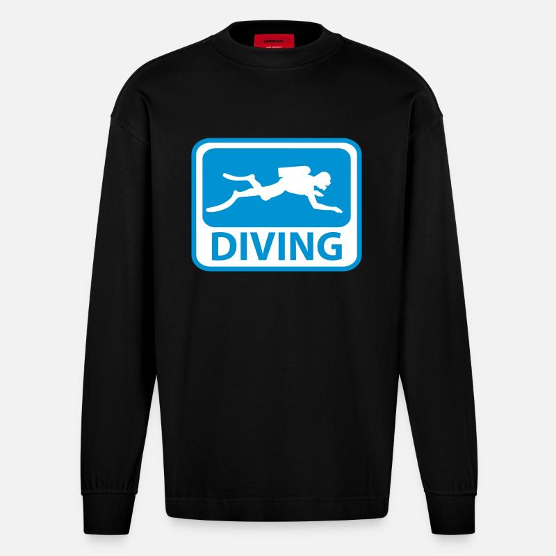 Diving - Heavyweight Oversized Organic Langarmshirt Made in EU - SOLID BLACK