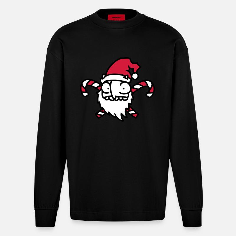 Weihnachtsmann Zuckerstange 3 - Heavyweight Oversized Organic Langarmshirt Made in EU - SOLID BLACK