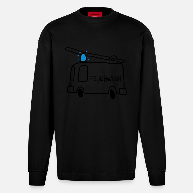 Feuerwehr - Heavyweight Oversized Organic Langarmshirt Made in EU - SOLID BLACK