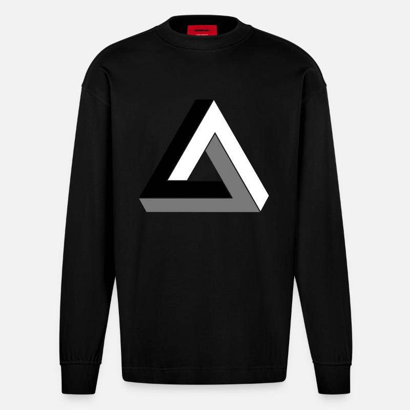 Le triangle impossible - Manches longues bio épais oversize fabriqué en UE - SOLID BLACK