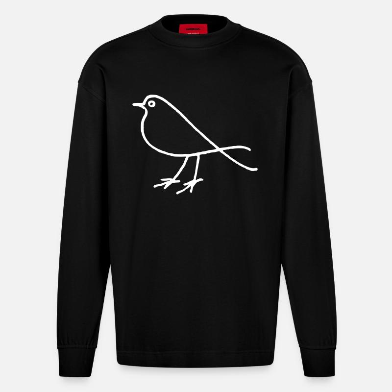 Vogel - Heavyweight Oversized Organic Langarmshirt Made in EU - SOLID BLACK