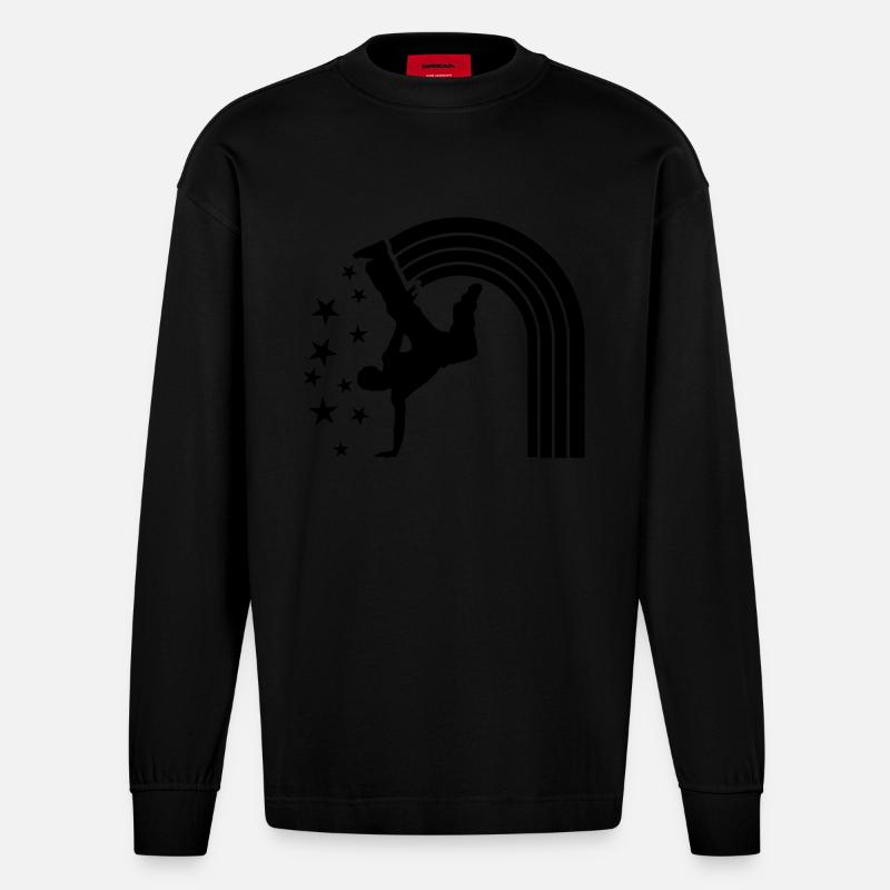 dancer - your text here - Heavyweight Oversized Organic Langarmshirt Made in EU - SOLID BLACK