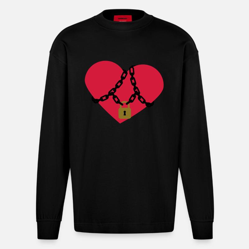 locked_heart - Heavyweight Oversized Organic Langarmshirt Made in EU - SOLID BLACK