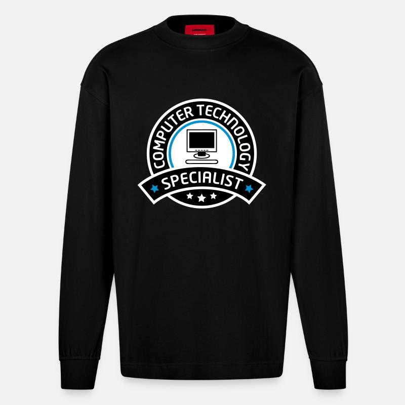 computer technology specialist - Heavyweight Oversized Organic Longsleeve Shirt Made in EU - SOLID BLACK