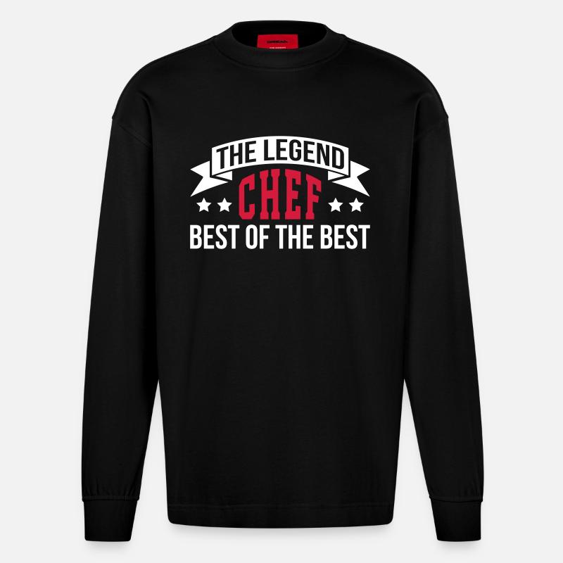 The Legend Chef - Manches longues bio épais oversize fabriqué en UE - SOLID BLACK