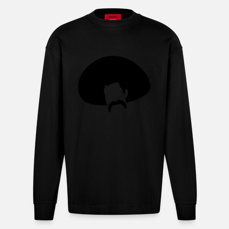 Mexikanischen Hut Schnurrbart mustache5 - Heavyweight Oversized Organic Langarmshirt Made in EU - SOLID BLACK