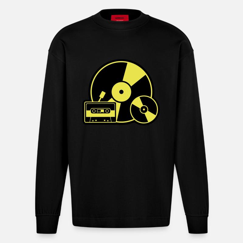 Musik Evolution - Heavyweight Oversized Organic Langarmshirt Made in EU - SOLID BLACK