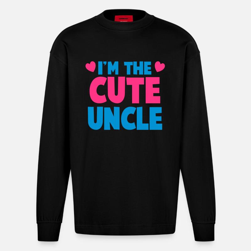 Ich bin der nette Onkel! - Heavyweight Oversized Organic Langarmshirt Made in EU - SOLID BLACK