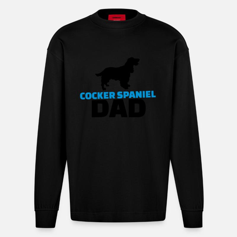 Cocker Spaniel - Heavyweight Oversized Organic Langarmshirt Made in EU - SOLID BLACK