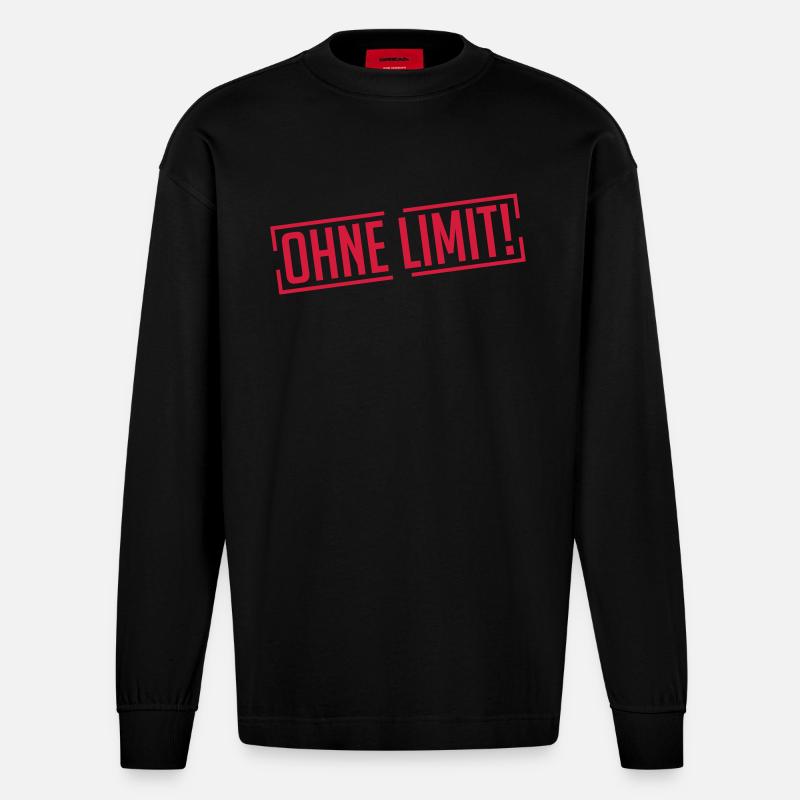 ohne_limit_ua1 - Heavyweight Oversized Organic Langarmshirt Made in EU - SOLID BLACK