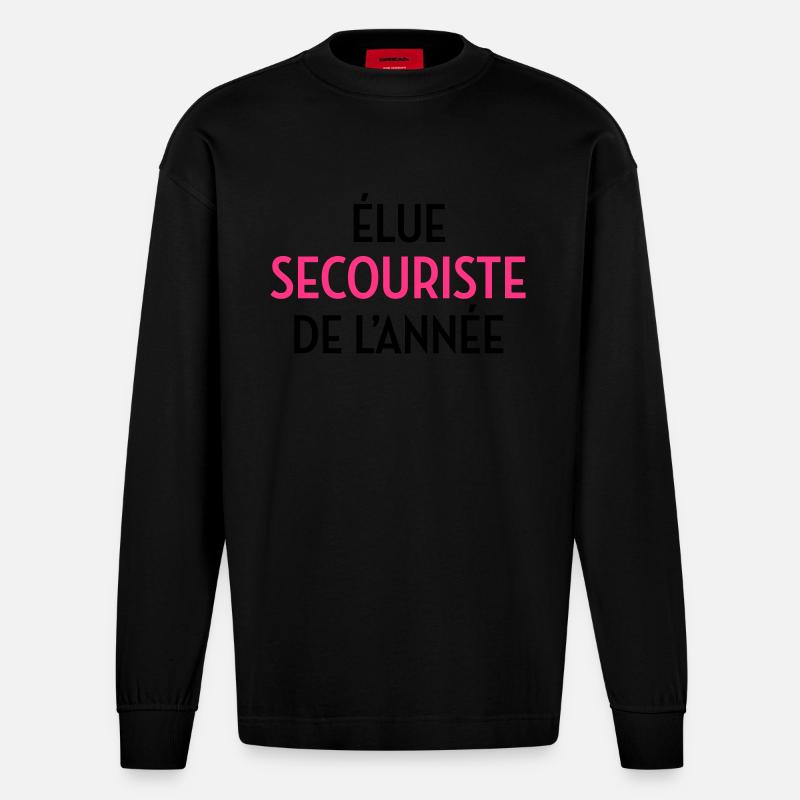 Secourisme / Secouriste / Secours / Secourir - Manches longues bio épais oversize fabriqué en UE - SOLID BLACK