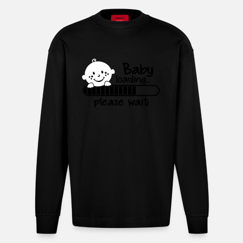 Baby loading.... please wait - Manches longues bio épais oversize fabriqué en UE - SOLID BLACK