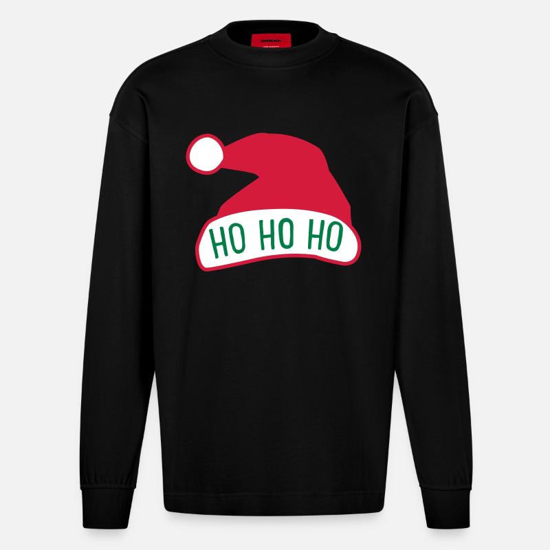 Ho Ho Ho - Heavyweight Oversized Organic Langarmshirt Made in EU - SOLID BLACK