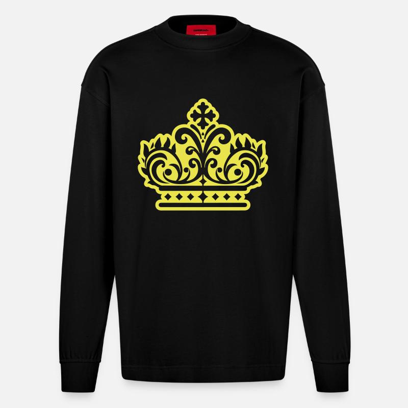Krone König - Heavyweight Oversized Organic Langarmshirt Made in EU - SOLID BLACK