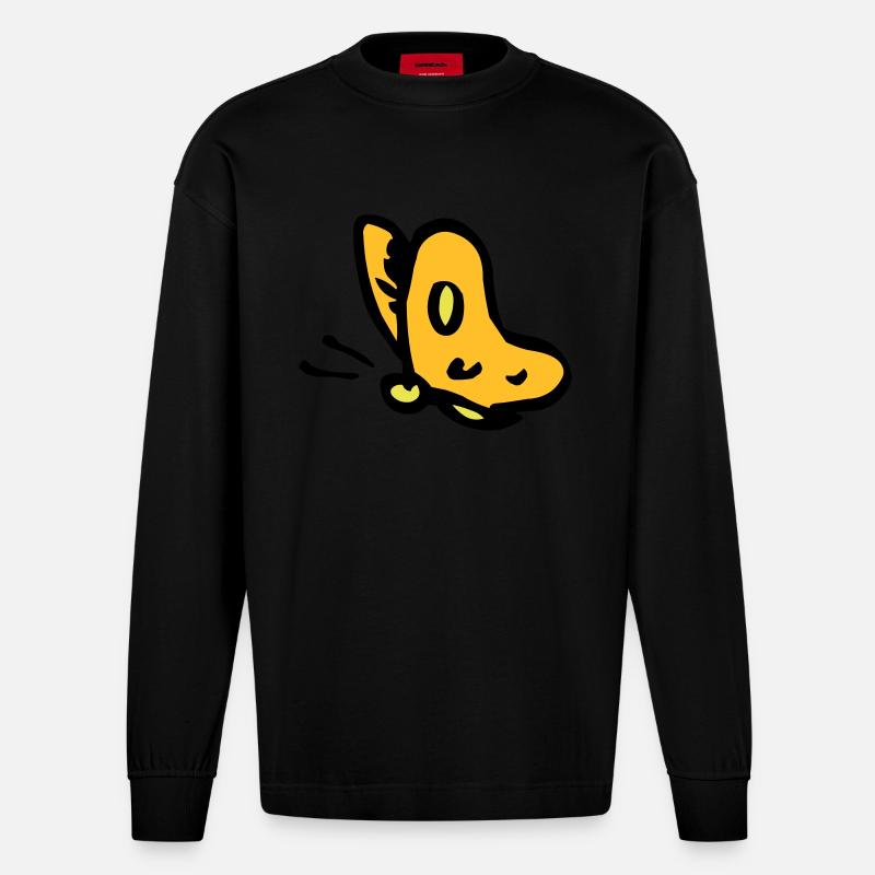Schmetterling - Heavyweight Oversized Organic Langarmshirt Made in EU - SOLID BLACK