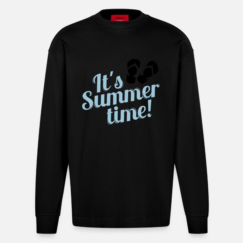 Summertime - Heavyweight Oversized Organic Langarmshirt Made in EU - SOLID BLACK