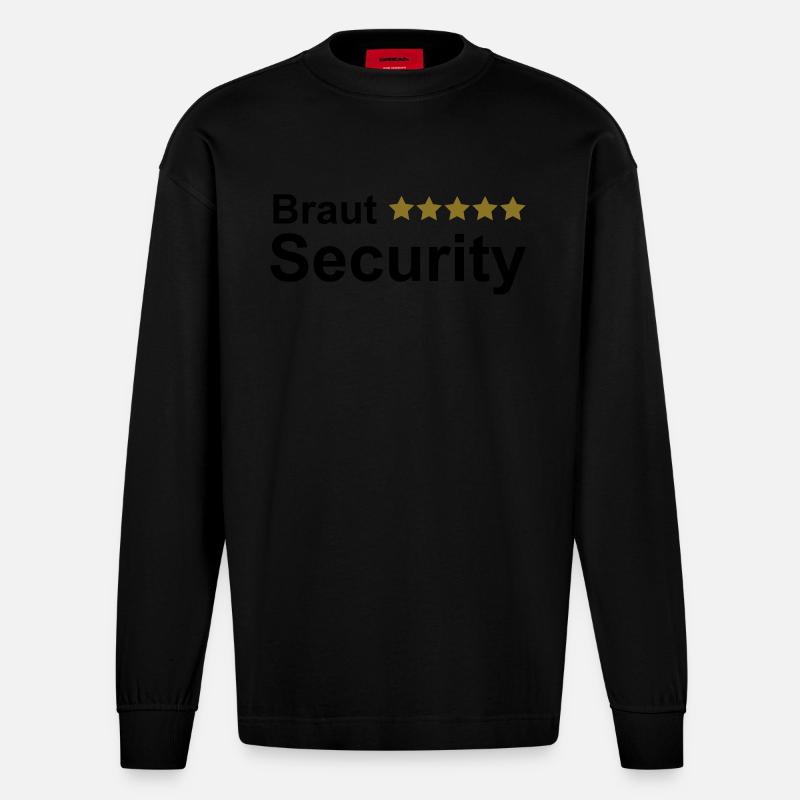Braut Security Junggesellin Abschied - Heavyweight Oversized Organic Langarmshirt Made in EU - SOLID BLACK
