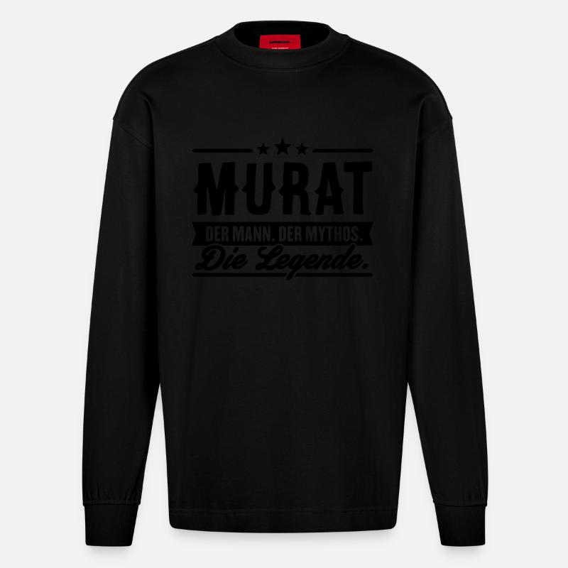 Man Myth Legend Murat - Manches longues bio épais oversize fabriqué en UE - SOLID BLACK
